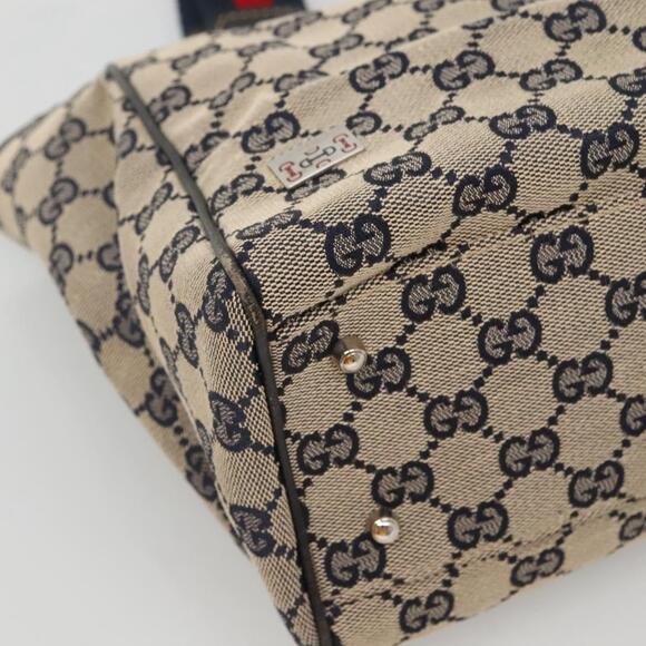 GUCCI GG Canvas Sherry Line Hand Bag Navy Silver - Picture 11 of 16